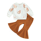 Lioraitiin 0-4Years Toddler Girls Easter Set Rabbit Print Long Sleeve