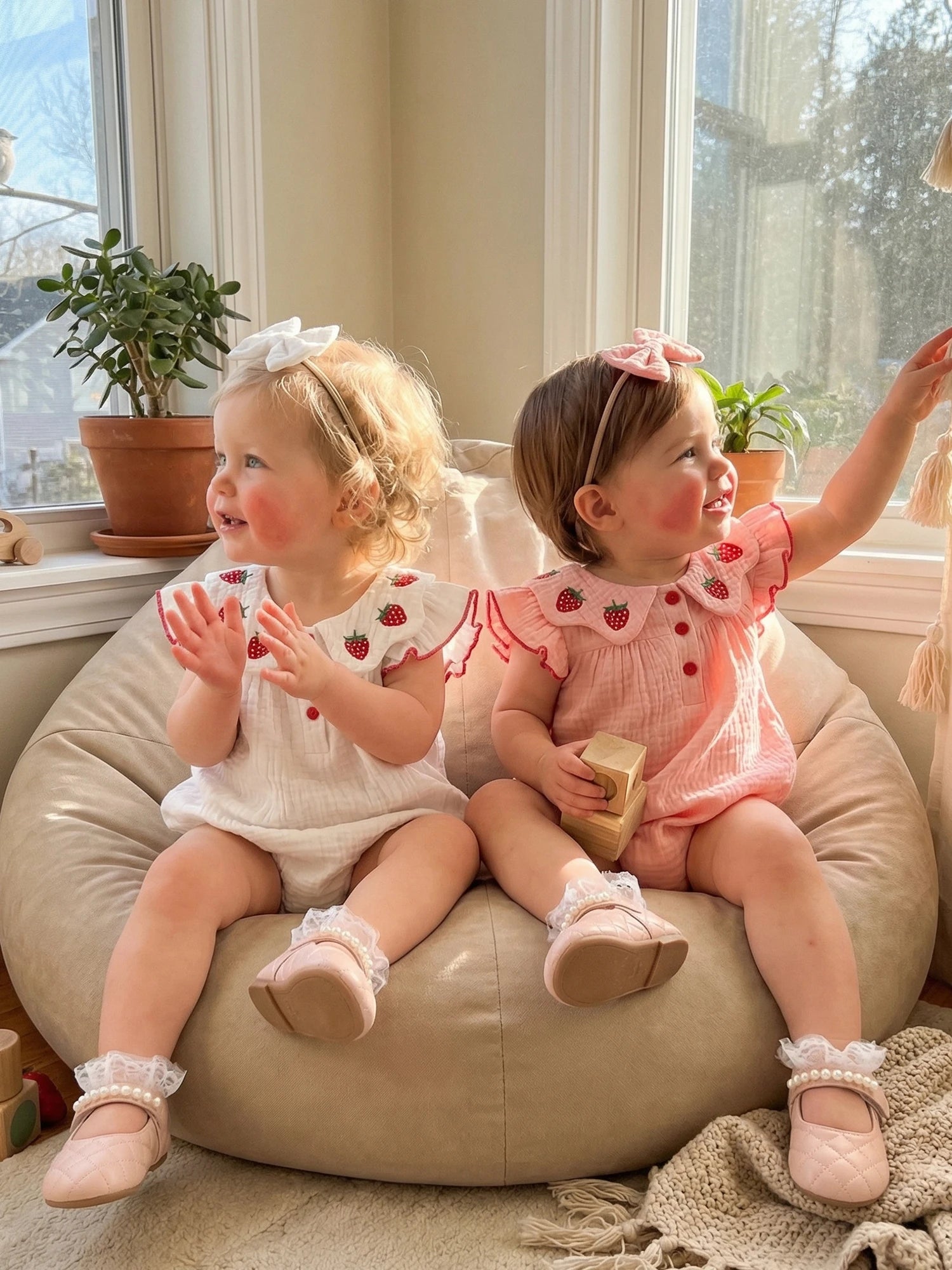 Baby Girls 2 Piece Outfits Adorable Strawberry Embroidery Flying