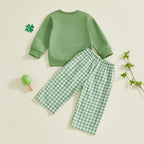 Lioraitiin Toddler Baby Boy Irish Outfit Long Sleeve Crew Neck