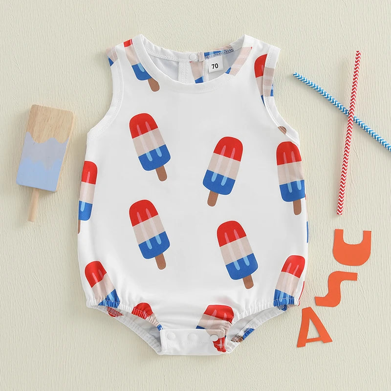 Lioraitiin Newborn Baby Boys Fourth of July Romper for Girls Cute