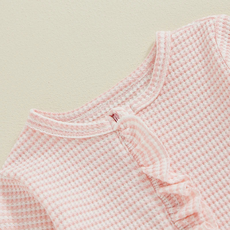 Lioraitiin Baby Girls Footies Rompers Stripe Print Round Neck Ruffles