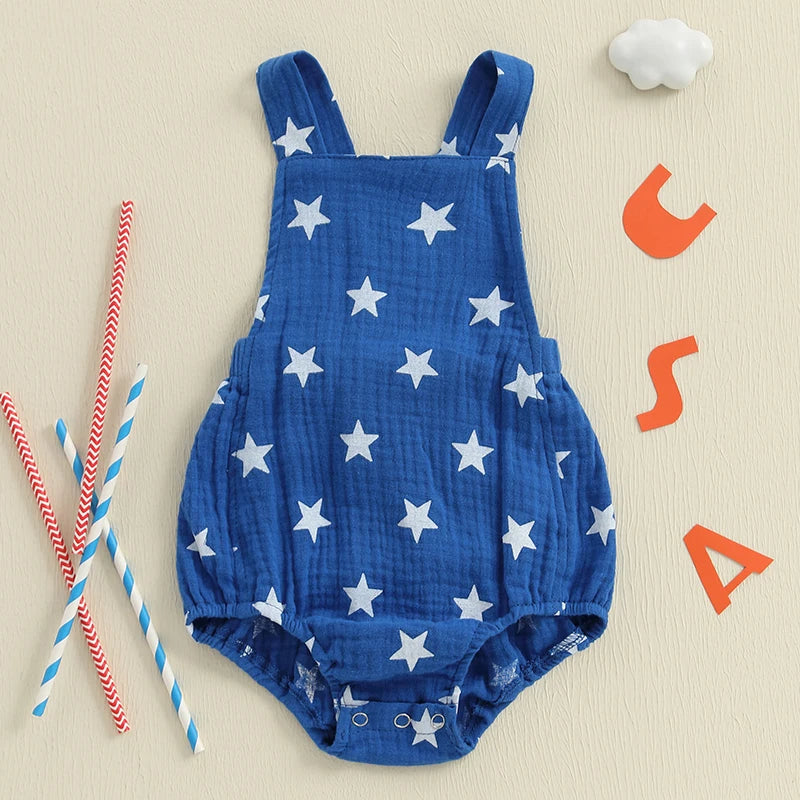 Lioraitiin Baby Girls Boys Romper Sleeveless Stars Print Bodysuit