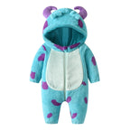 Lioraitiin 0-3Years Infant Baby Boy Girl Fleece Jumpsuit Horn Hooded