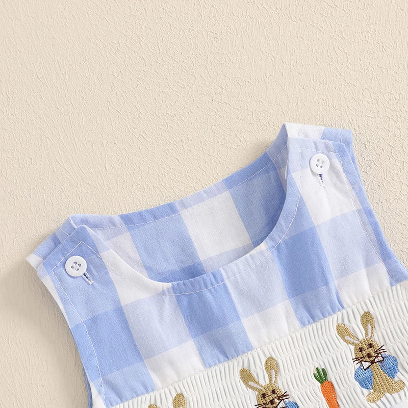 Lioraitiin Newborn Baby Girls Easter Romper Bunny Carrot Embroidery
