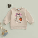 Lioraitiin Toddler Girls Halloween Sweatshirt Ghost Pumpkin Print