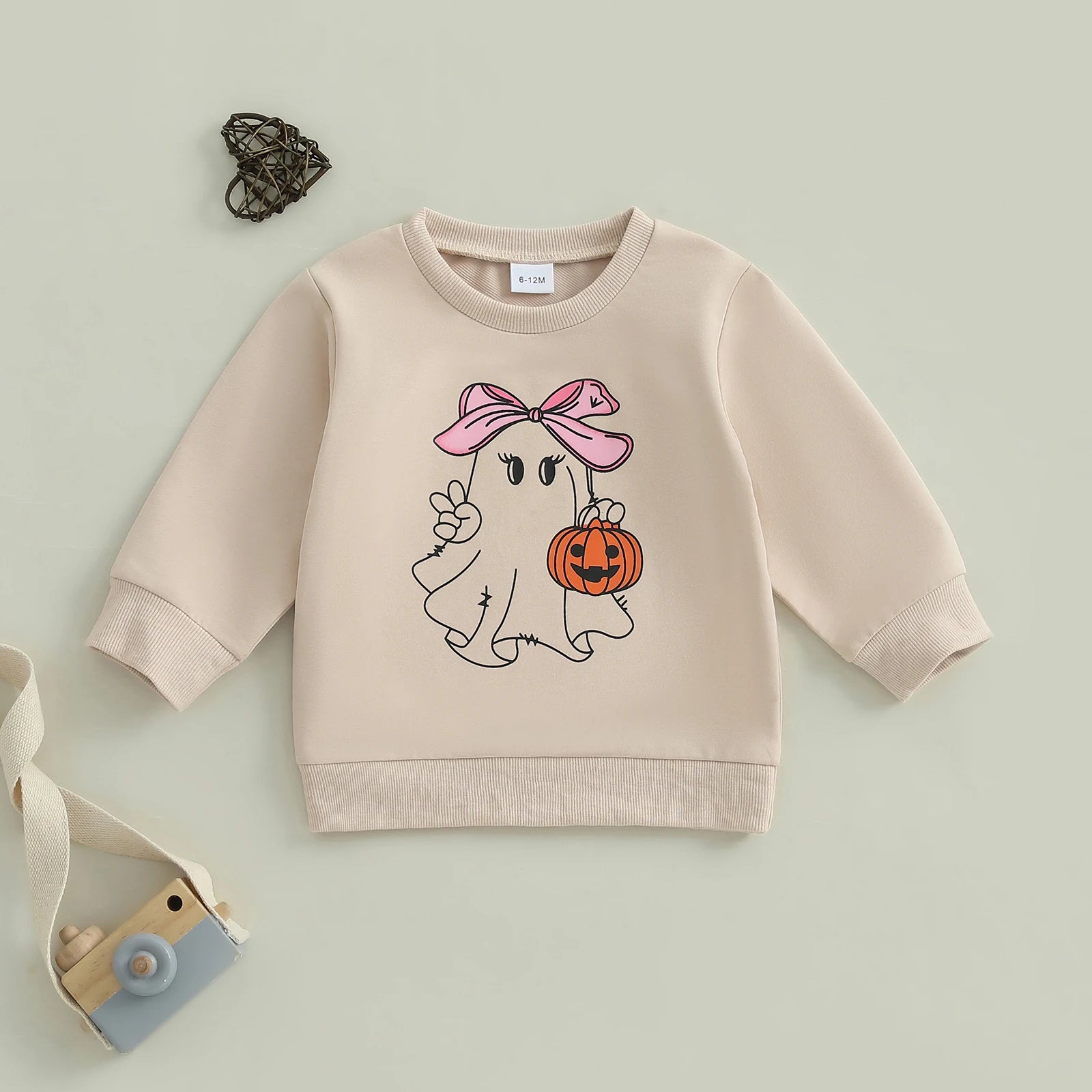 Lioraitiin Toddler Girls Halloween Sweatshirt Ghost Pumpkin Print