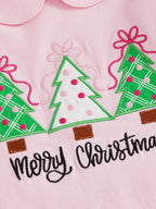 Lioraitiin Baby Girl Christmas Romper Long Sleeve Doll Collar