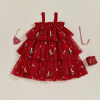 Lioraitiin Toddler Baby Girl Christmas Dress Santa Claus Print