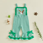 Lioraitiin ï»¿Little Girls Overalls Adorable Duck Embroidery Striped
