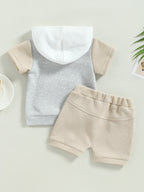 Lioraitiin Toddler Baby 2Pcs Outfits Short Sleeve Waffle Knit Pocket