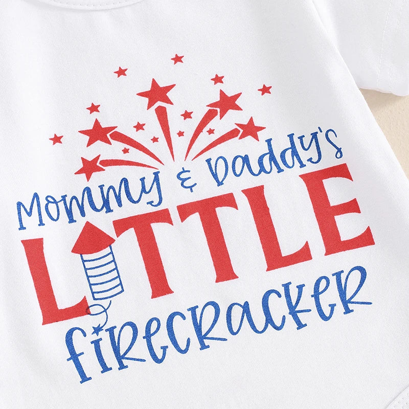 Lioraitiin Baby Girls 4th of July Outfit Letter Print Short Sleeves