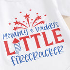 Lioraitiin Baby Girls 4th of July Outfit Letter Print Short Sleeves
