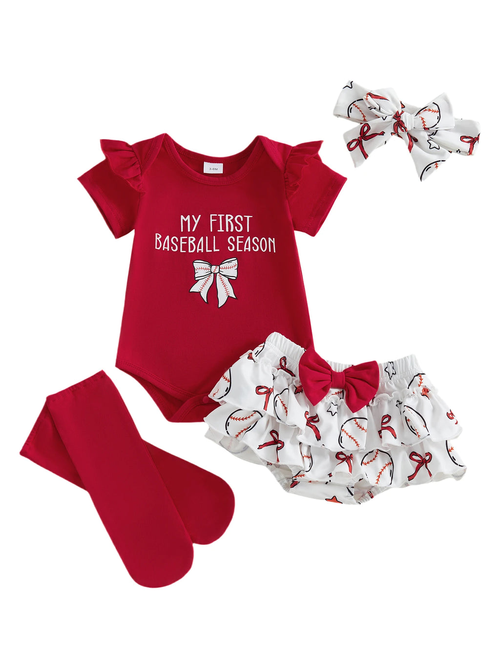 Lioraitiin Baby Girl Outfits Letter Bow Print O-Neck Short Sleeve