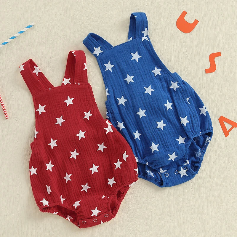 Lioraitiin Baby Girls Boys Romper Sleeveless Stars Print Bodysuit