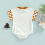 Lioraitiin 0-18M Infant Baby Girl Boy Romper Plaid Short Sleeve Round