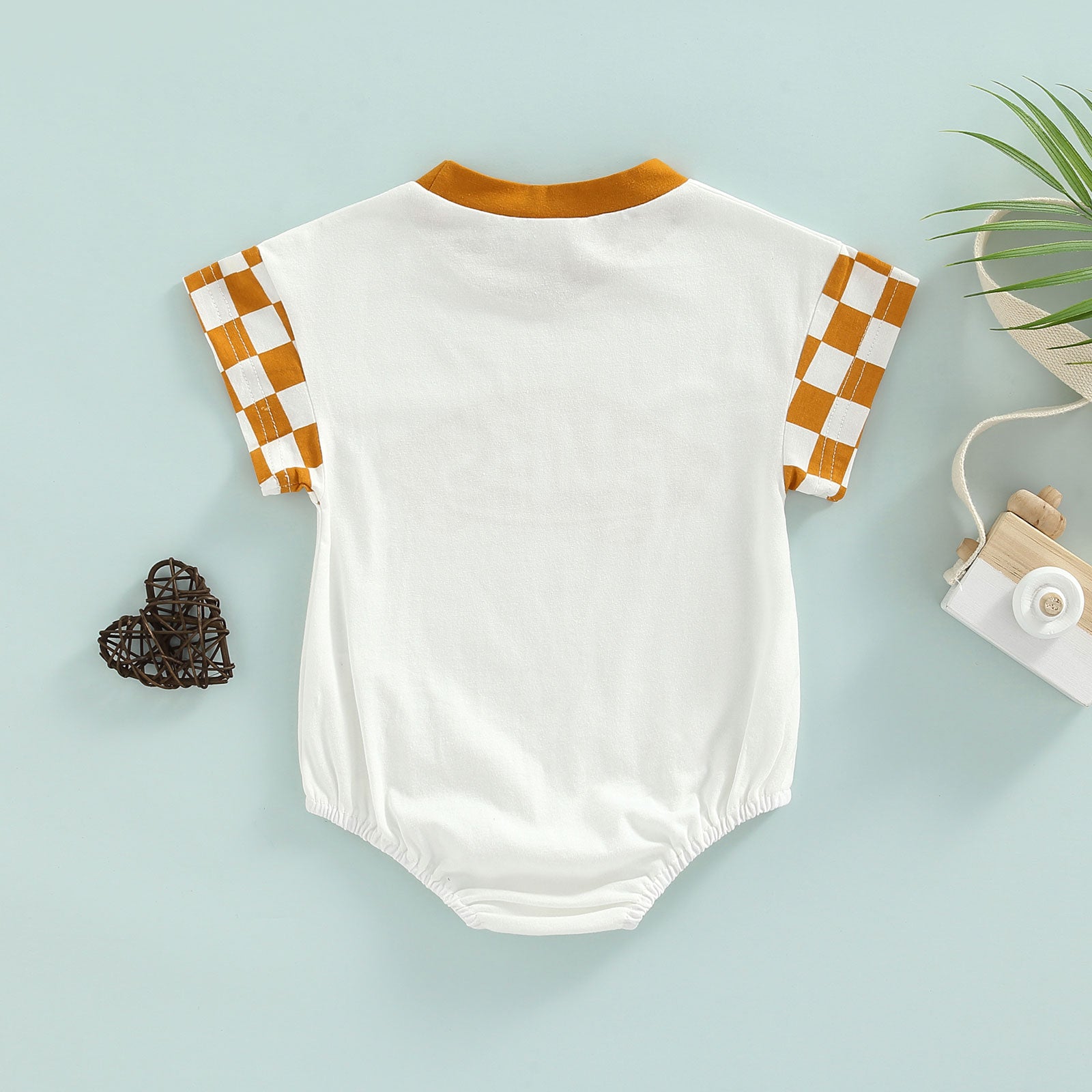 Lioraitiin 0-18M Infant Baby Girl Boy Romper Plaid Short Sleeve Round