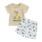 Lioraitiin Toddler Baby Boy Duck Outfit Short Sleeve T-shirts Elastic