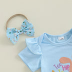 Lioraitiin Baby Girl Easter Outfit Rabbit Letter Print Crew Neck