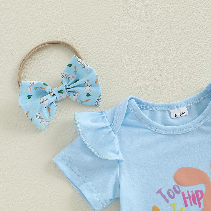 Lioraitiin Baby Girl Easter Outfit Rabbit Letter Print Crew Neck