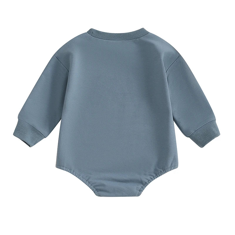 Lioraitiin Baby Boys Sweatshirts Rompers Letter Print Round Neck Long
