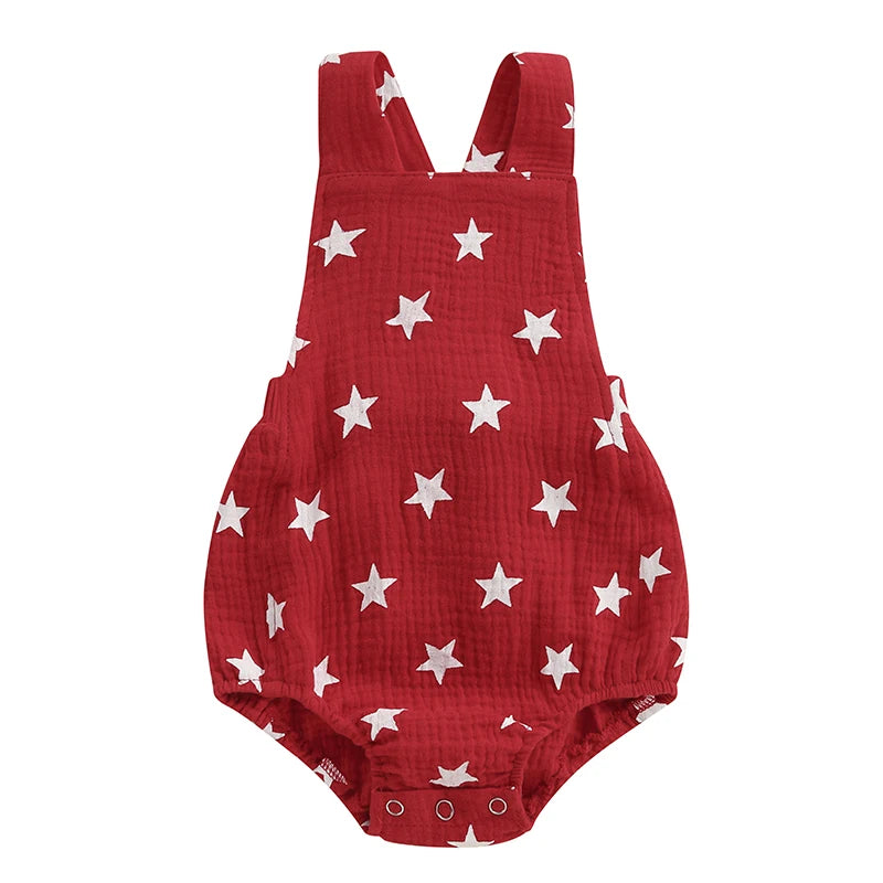 Lioraitiin Baby Girls Boys Romper Sleeveless Stars Print Bodysuit