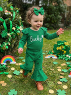 Lioraitiin Baby Girls Irish Day Outfits Long Sleeve O Neck Letter