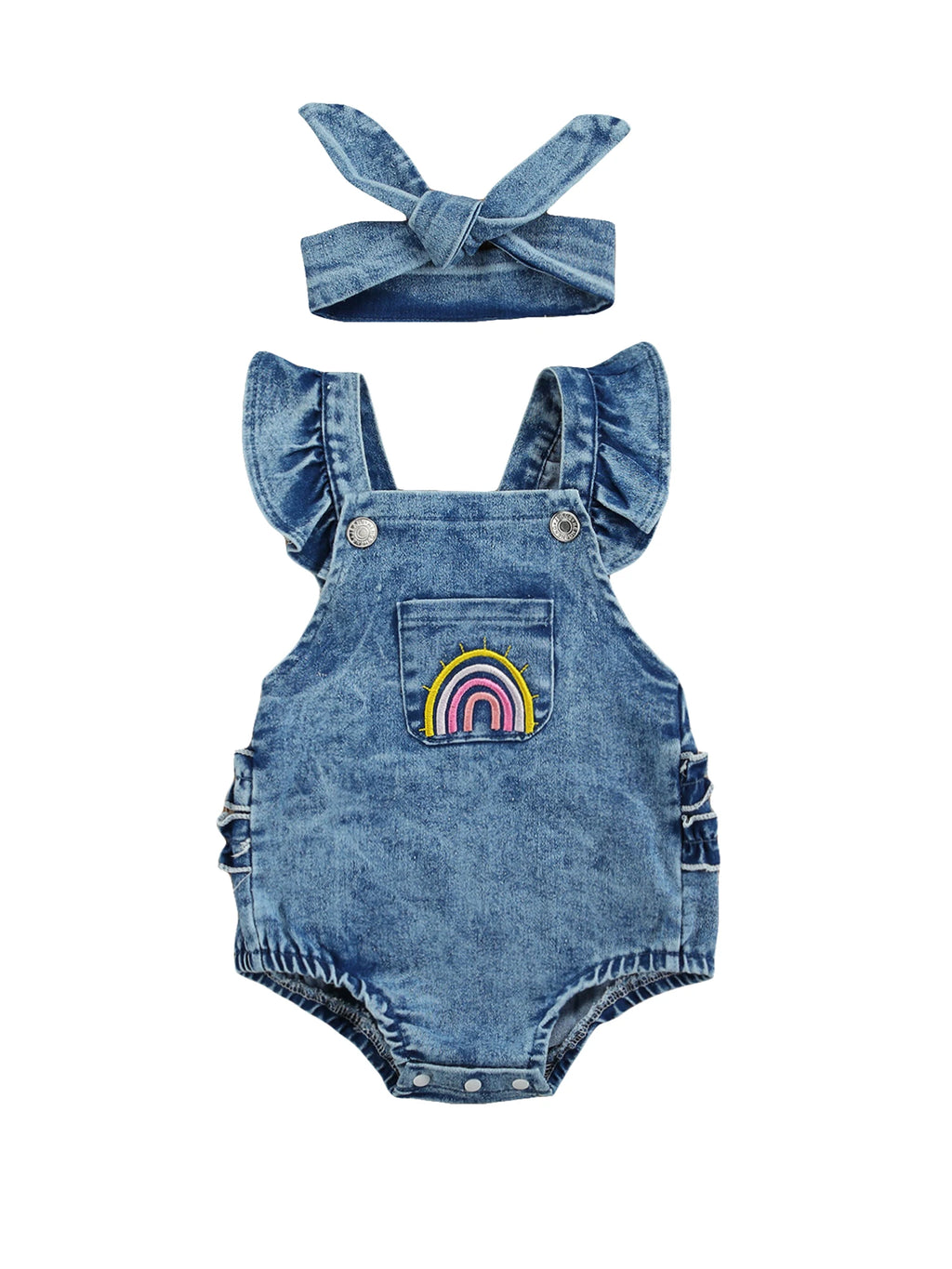 0-18M Infant Baby Girls Outfit Creative Rainbow Fly Sleeve Lace