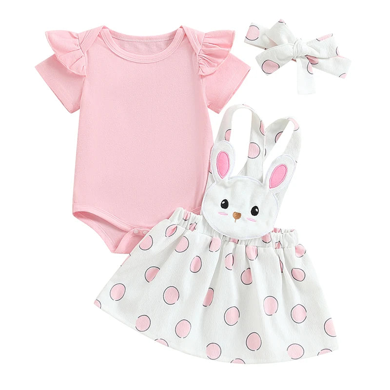 Lioraitiin 0-18M Baby Girl Pink Bunny Outfit Long Sleeve Romper