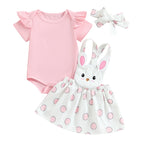 Lioraitiin 0-18M Baby Girl Pink Bunny Outfit Long Sleeve Romper