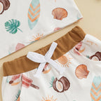 Lioraitiin Toddler Baby Boy Shorts Set Seashell/Tree Tank Tops