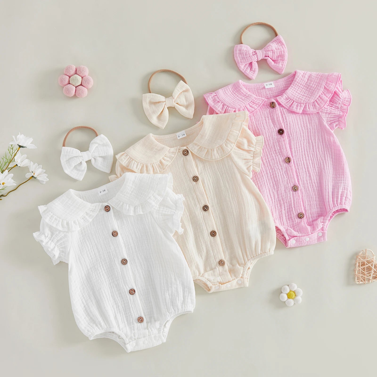 Lioraitiin Baby Girls 2 Piece Outfits Adorable Solid Color Short