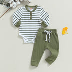 Lioraitiin 0-24M Infant Baby Boy 2Pcs Outfits Long Sleeve Striped