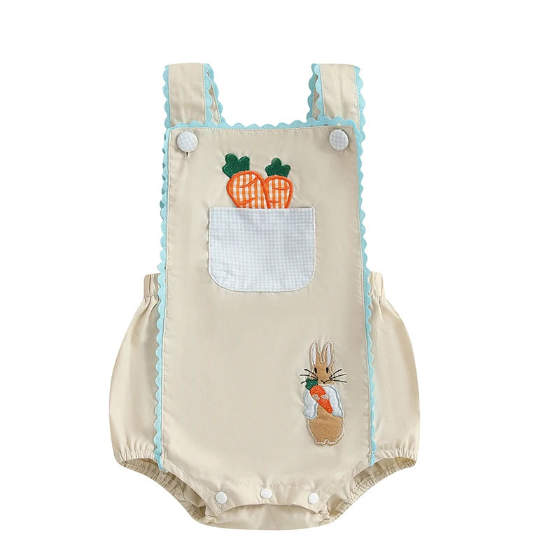 Lioraitiin 0-18M Baby Boys Girls Easter Romper Overalls Rabbit Carrot