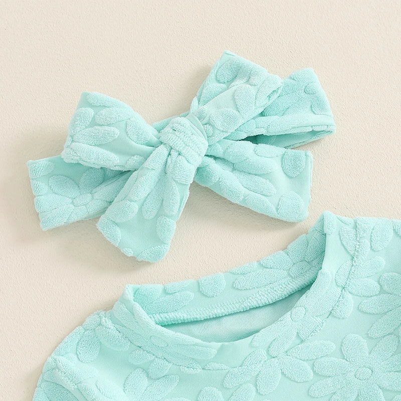 Lioraitiin Toddler Girl Outfit Daisy Embroidery Long Sleeve