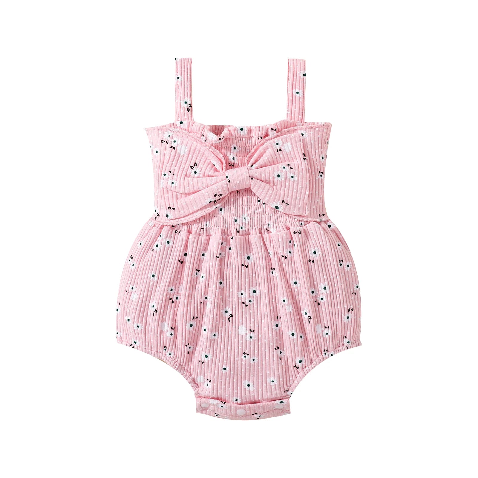 Lioraitiin Newborn Baby Ribbed Jumpsuit Baby Girls Sleeveless Flower
