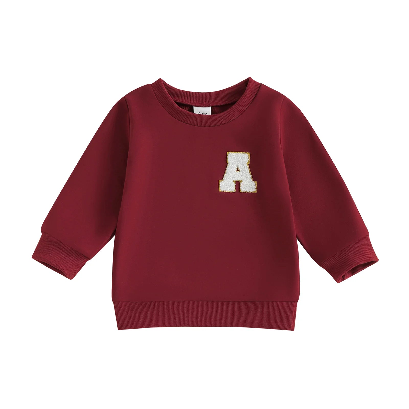 Toddler Baby Girl Boys Sweatshirt Letter Embroidery Round Neck Long