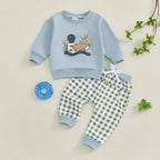 Lioraitiin Toddler Baby Boy Girl Duck Long Sleeve Sweatshirt Plaid
