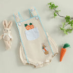 Lioraitiin 0-18M Baby Boys Girls Easter Romper Overalls Rabbit Carrot