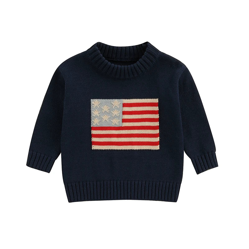 Lioraitiin Kids Baby Girls Boys 4th of July Sweater US Flag Pattern