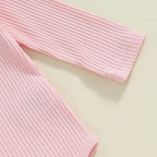 Lioraitiin Baby Girl 3 Piece Outfit, Long Sleeve Ribbed Solid Color