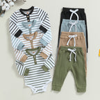 Lioraitiin 0-24M Infant Baby Boy 2Pcs Outfits Long Sleeve Striped