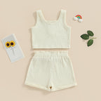 Lioraitiin 0-8Years Kid Girls 2Pcs Pants Suit Sleeveless Knitting