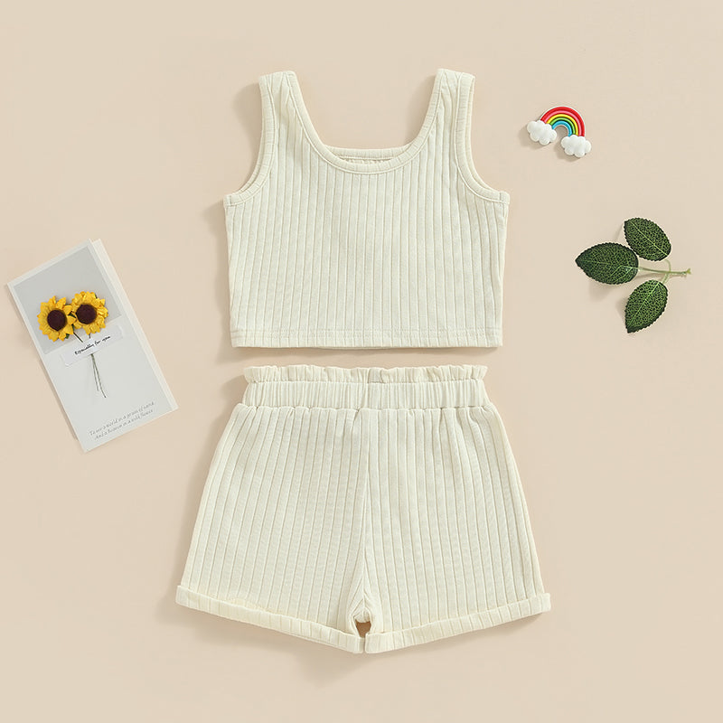 Lioraitiin 0-8Years Kid Girls 2Pcs Pants Suit Sleeveless Knitting