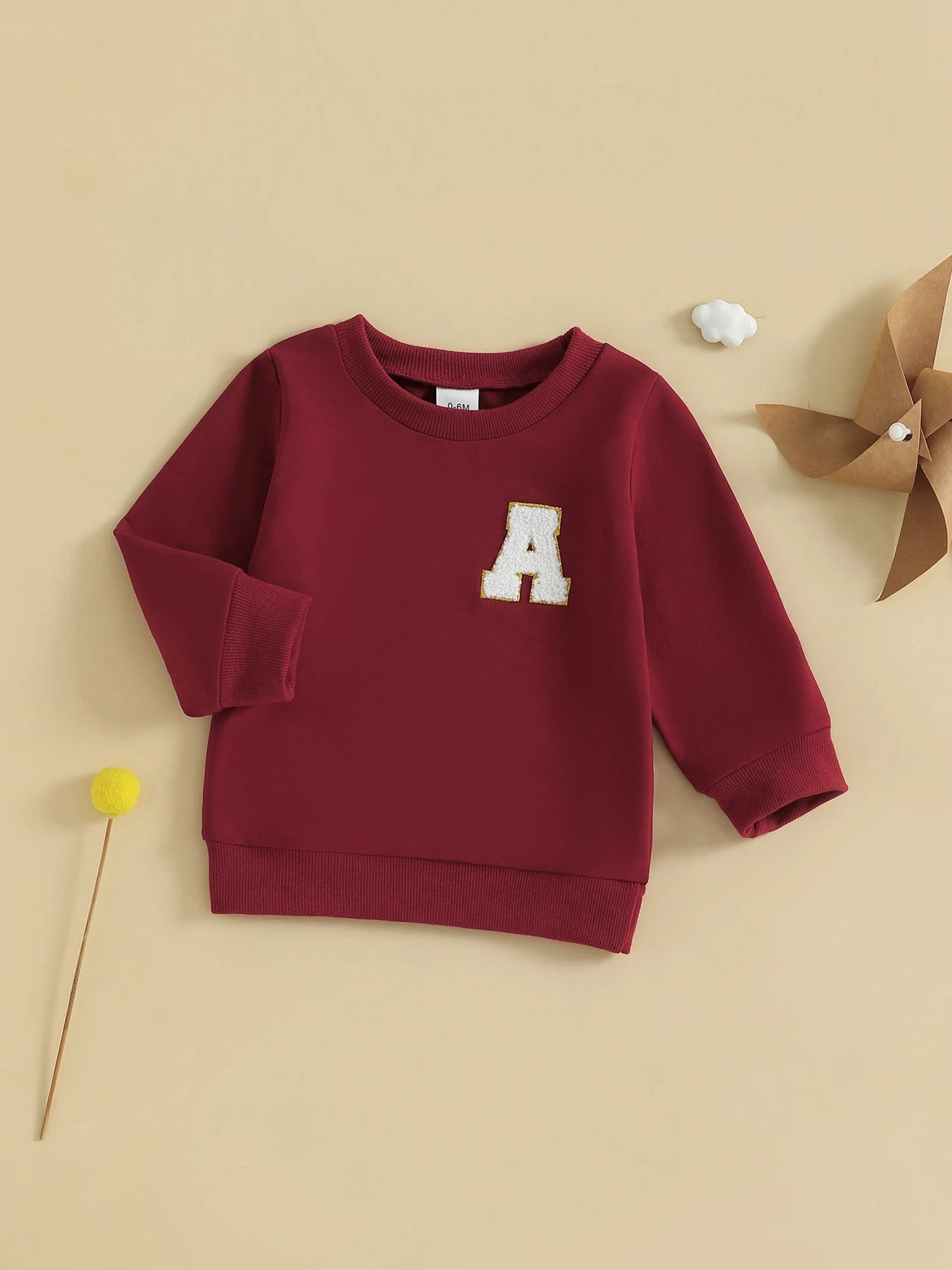 Toddler Baby Girl Boys Sweatshirt Letter Embroidery Round Neck Long