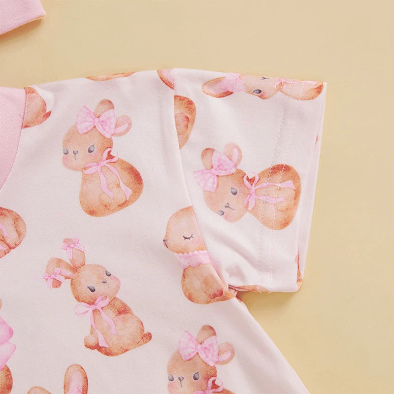 Lioraitiin 0-18M Baby Girl Easter Outfit Short Sleeve Crew Neck