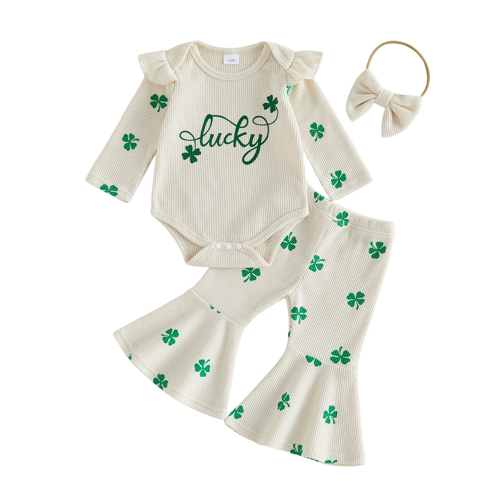 Lioraitiin Baby Girls Irish Day Outfits Long Sleeve O Neck Letter