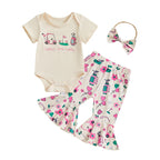 Lioraitiin Baby Girls Outfit Golf Print Short Sleeves Romper and