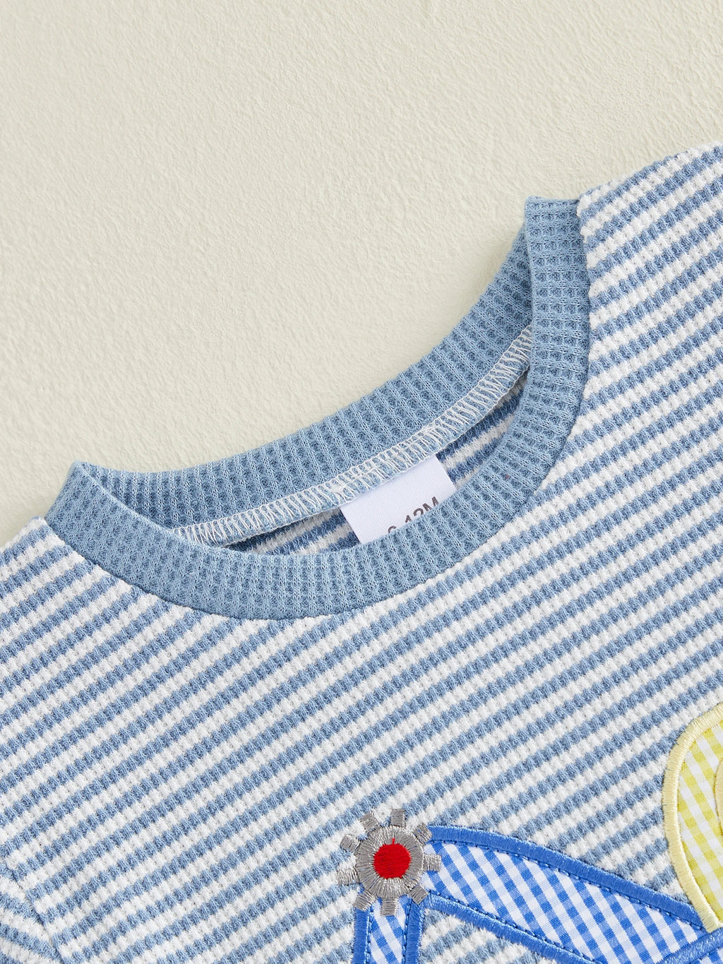 Toddler Baby Boy Outfit Excavator Embroidered Striped Short Sleeve