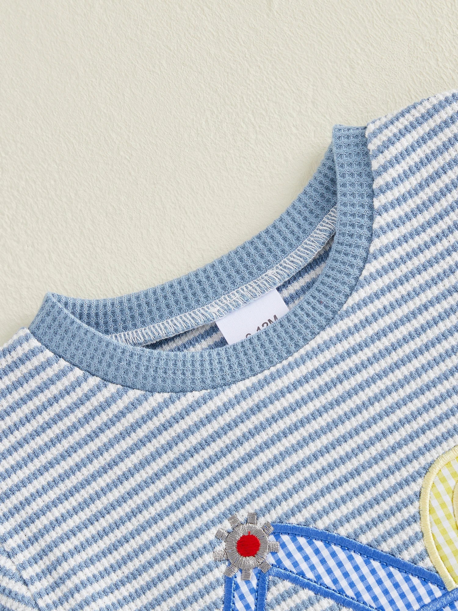 Toddler Baby Boy Outfit Excavator Embroidered Striped Short Sleeve