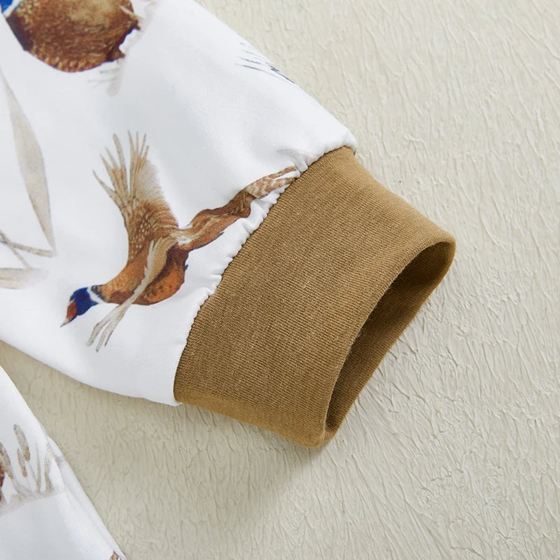 Lioraitiin Newborn Baby Boys Rompers Soft Bird Wheat Ear Pattern